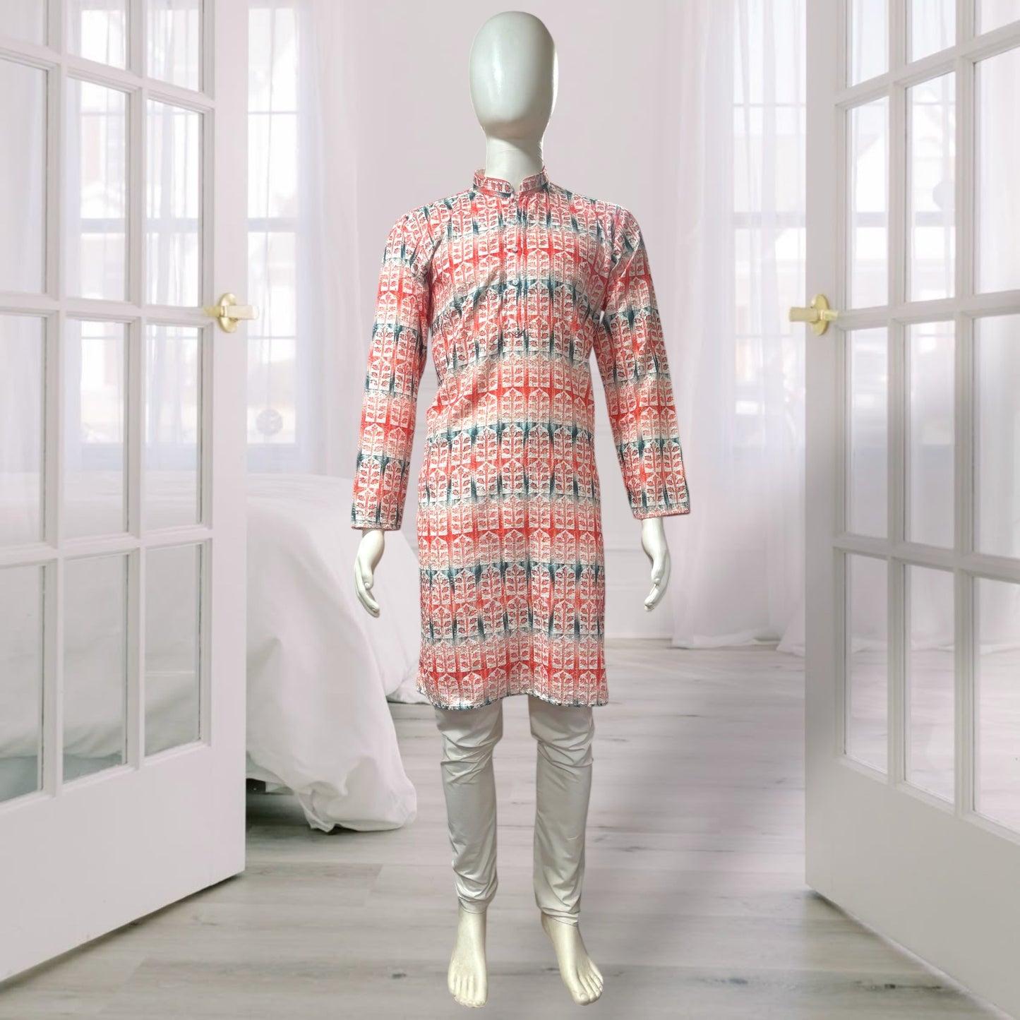 "Yuven" Premium digital printed kurta with thread and metallic sequins
