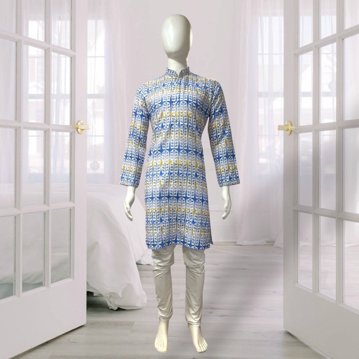 "Yuven" Premium digital printed kurta with thread and metallic sequins