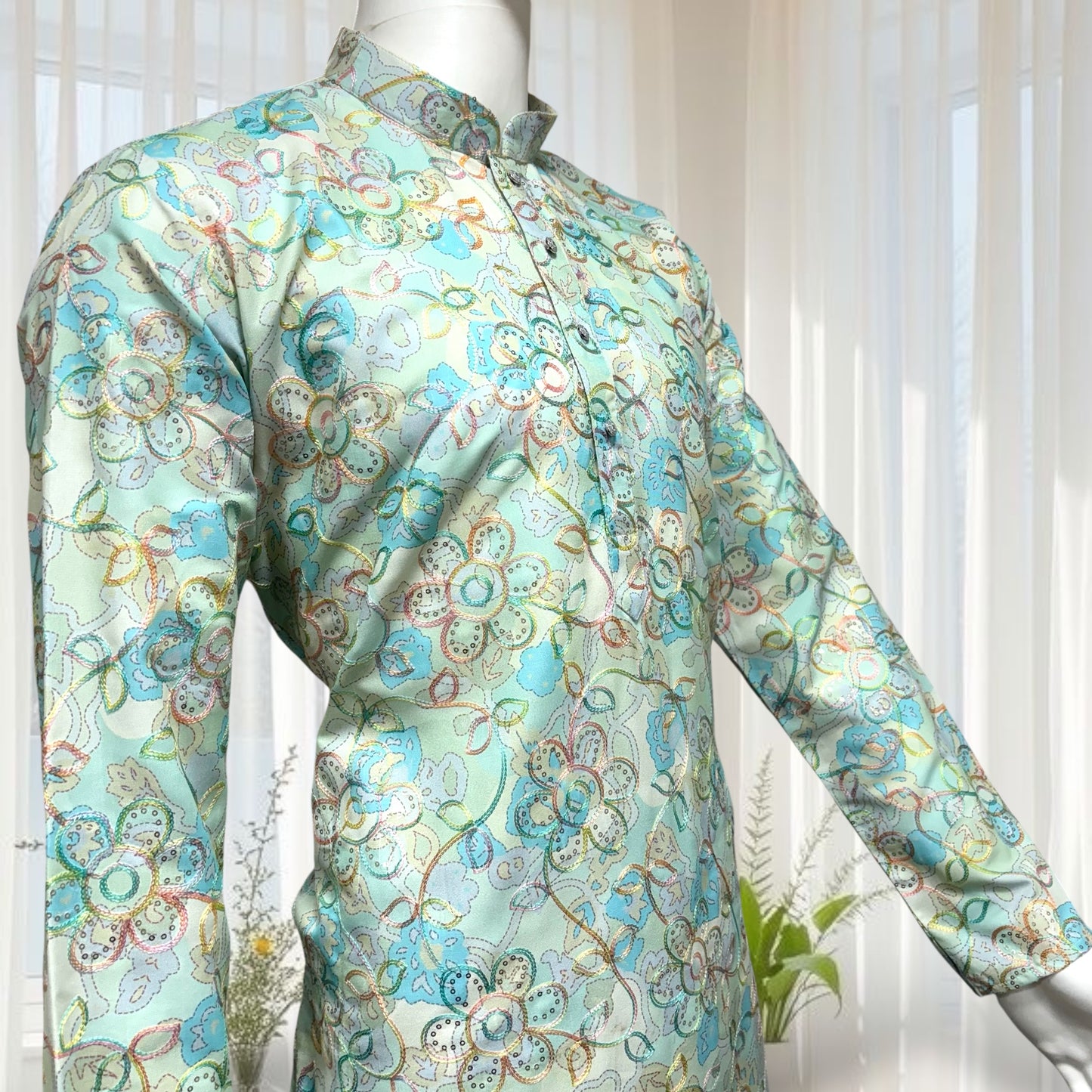 "Ranveer" Premium digital printed kurta with thread and sequins embroidery.
