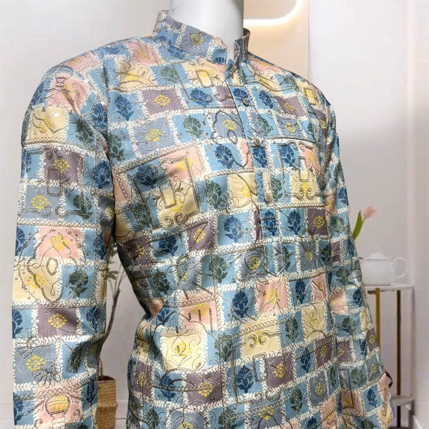 "Kiyansh" Premium digital printed kurta with thread and sequins work
