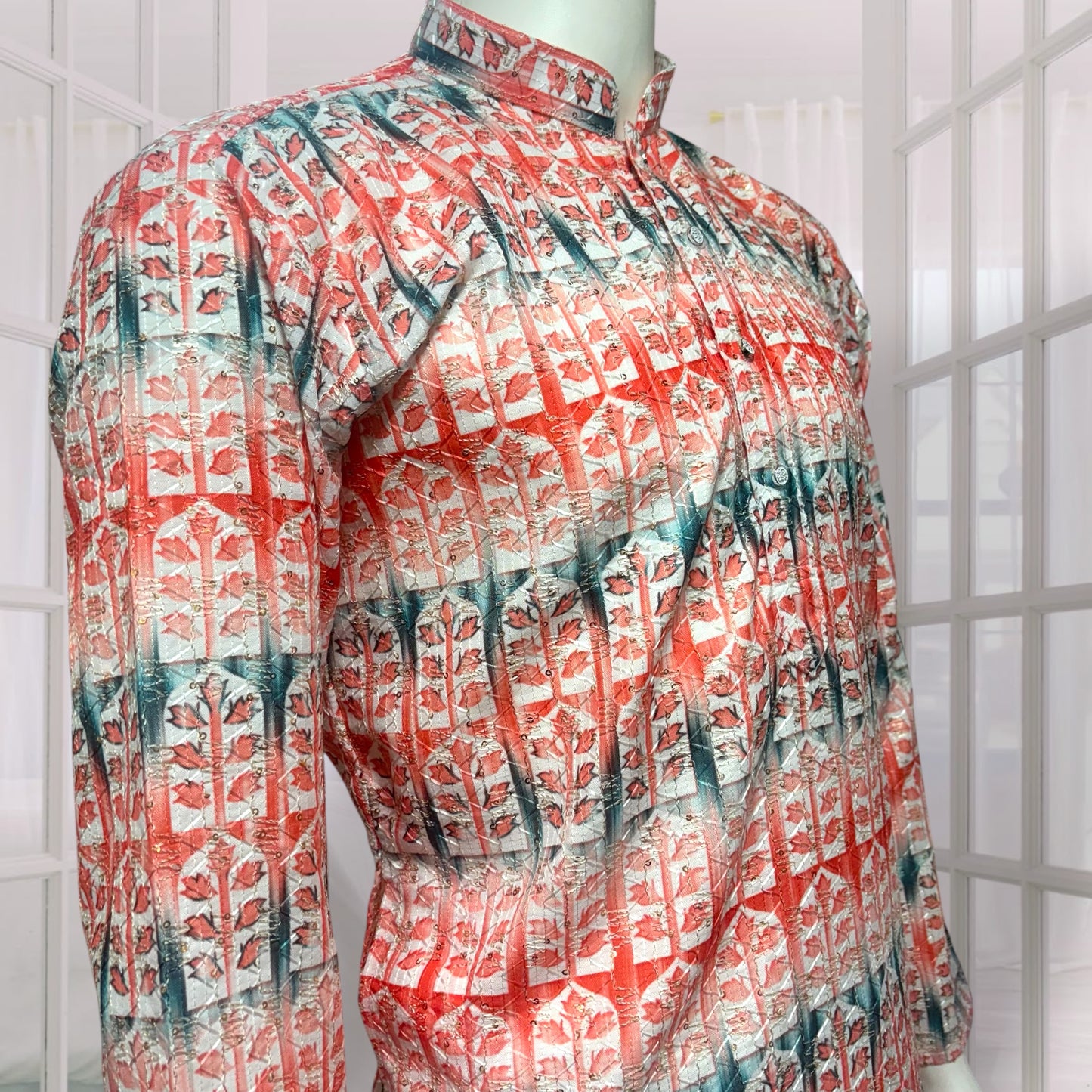 "Yuven" Premium digital printed kurta with thread and metallic sequins