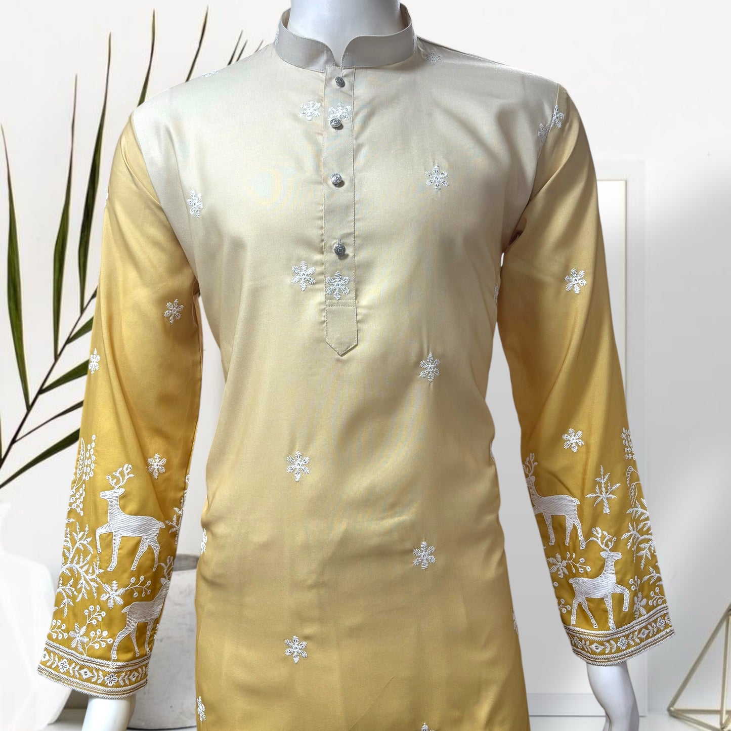 "Janak" Premium quality embroidery kurta in shaded pattern.