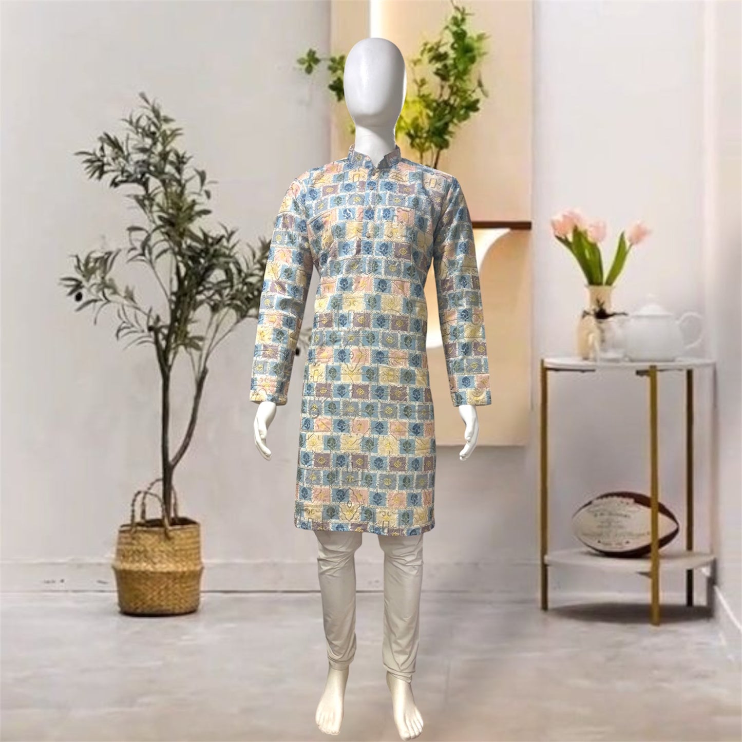 "Kiyansh" Premium digital printed kurta with thread and sequins work