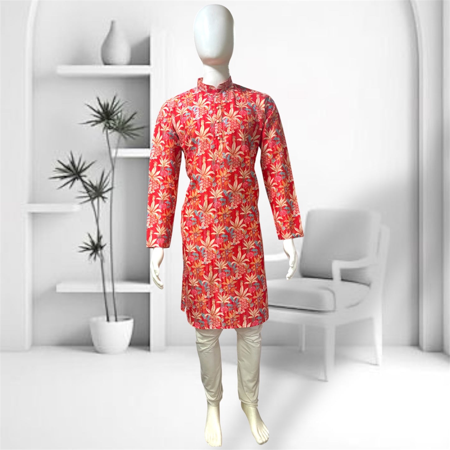 "Vaidik" Premium digital printed kurta with thread and sequins work.