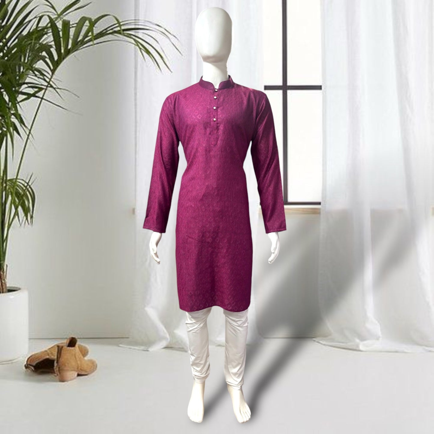 "Tarav" Self weave fabric kurta.