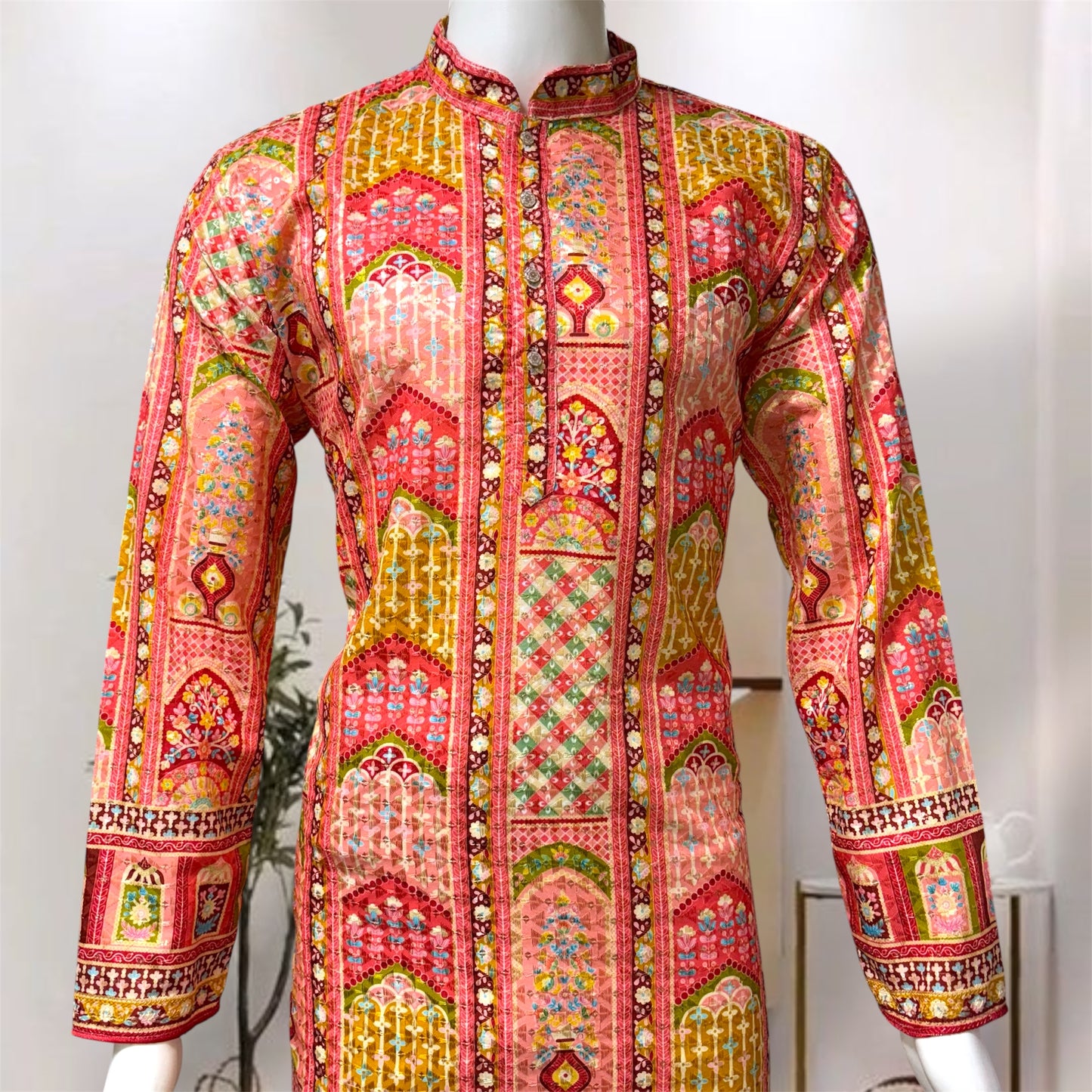 "Akshay" Premium digital printed kurta with thread embroidery.