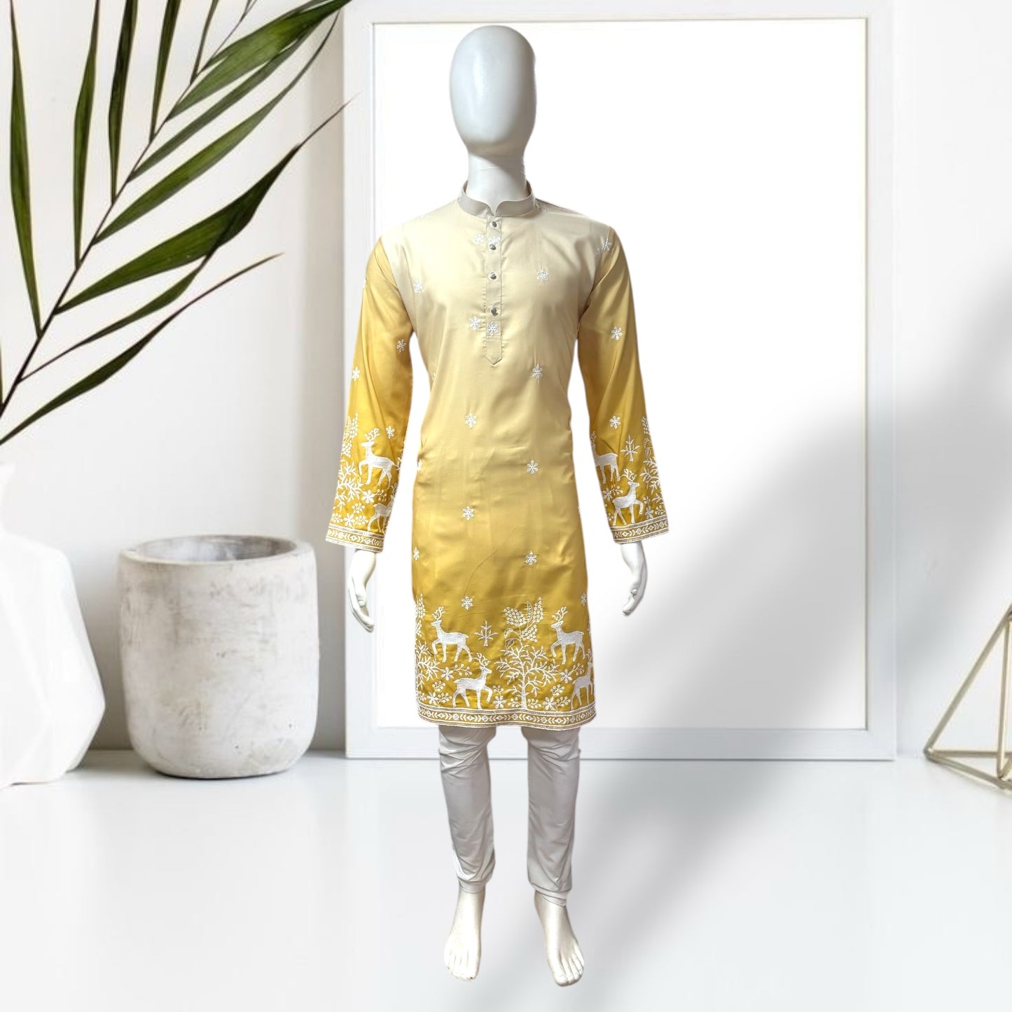 "Janak" Premium quality embroidery kurta in shaded pattern.