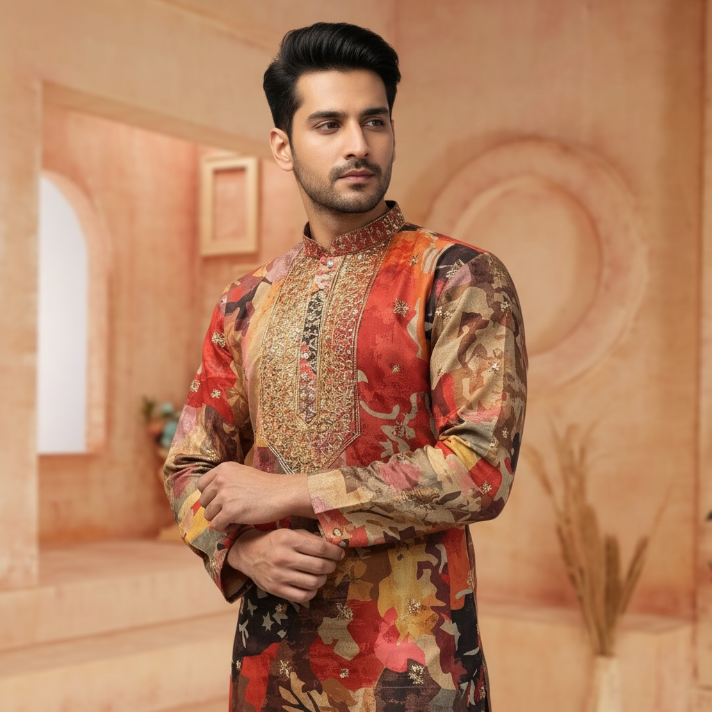 "Jeeyansh" Premium chanderi kurta with embroidery.