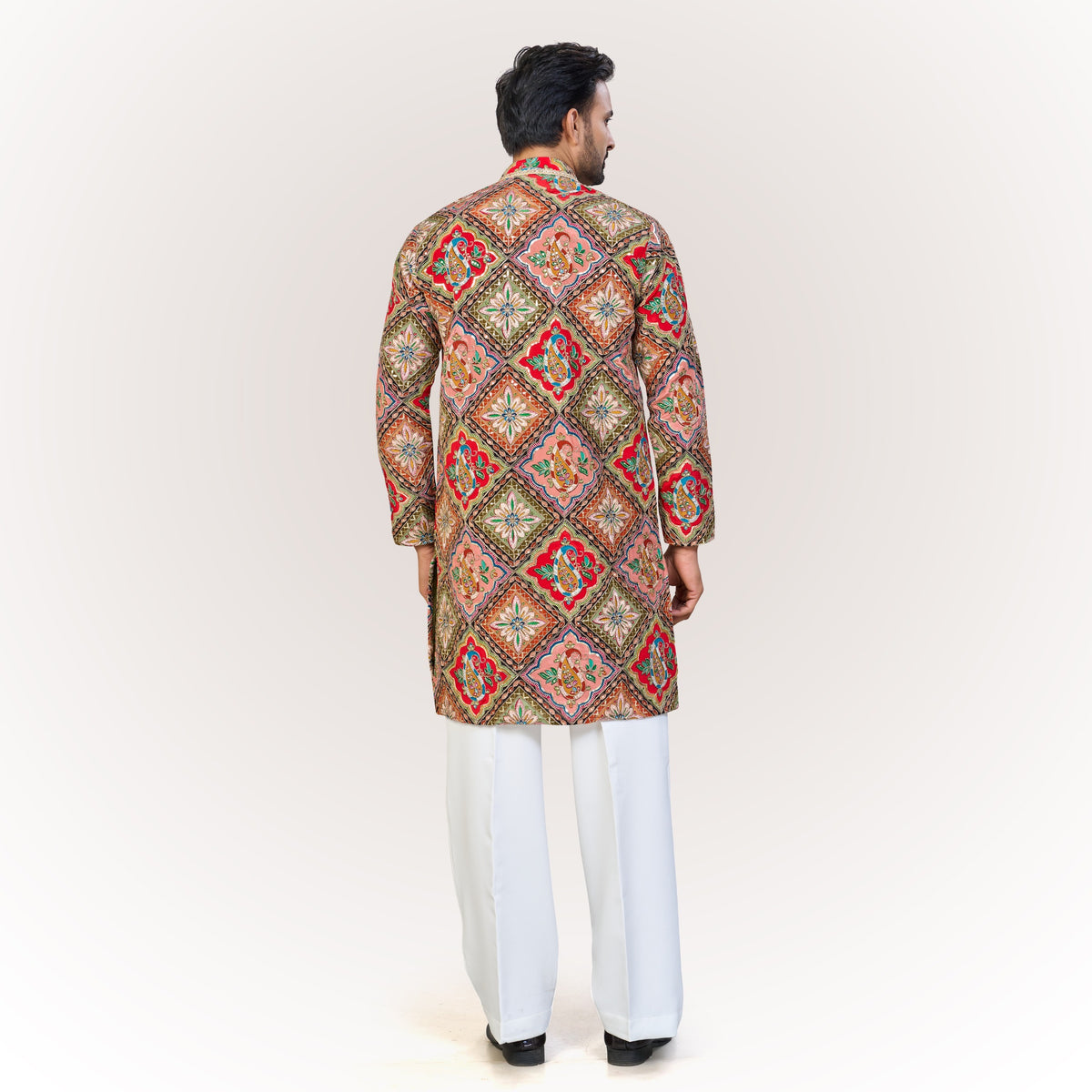 "Anand" Premium position print and embroidey kurta.(wide pants included)