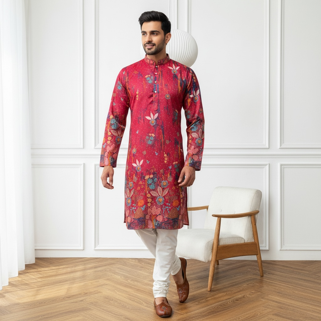 "Krishang" Premium digital printed kurta with lining.