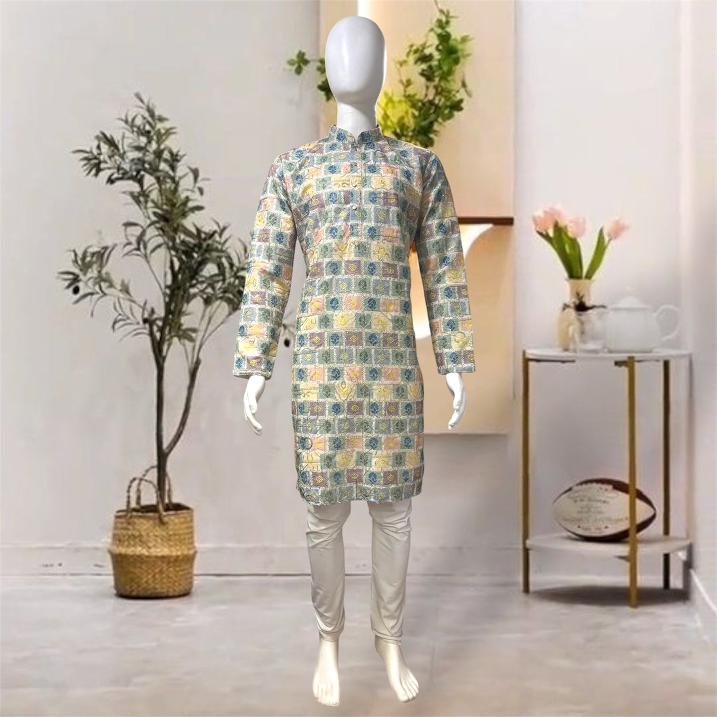 "Kiyansh" Premium digital printed kurta with thread and sequins work