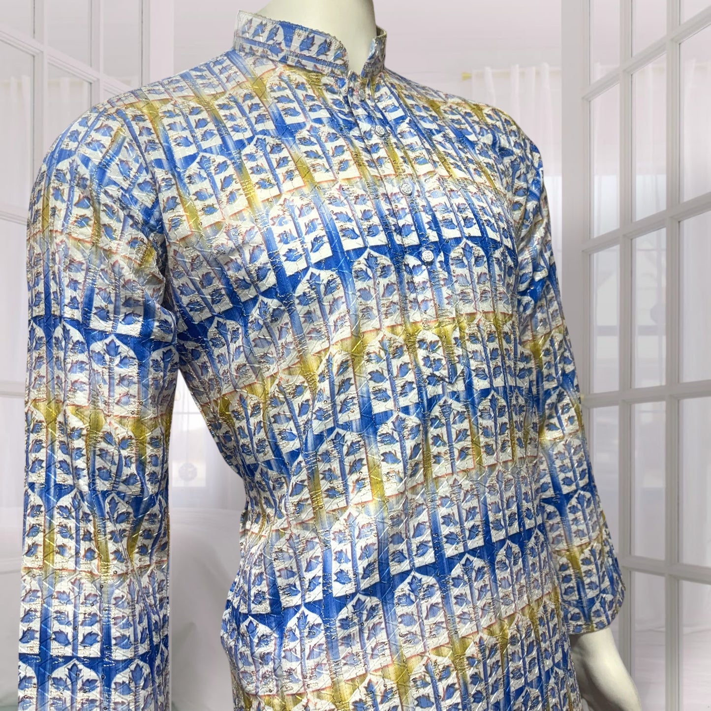 "Yuven" Premium digital printed kurta with thread and metallic sequins