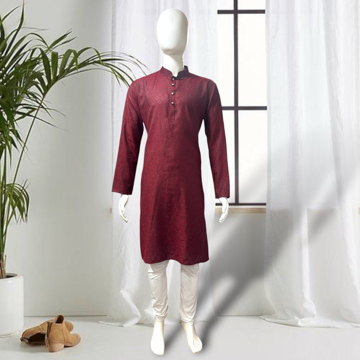 "Tarav" Self weave fabric kurta.