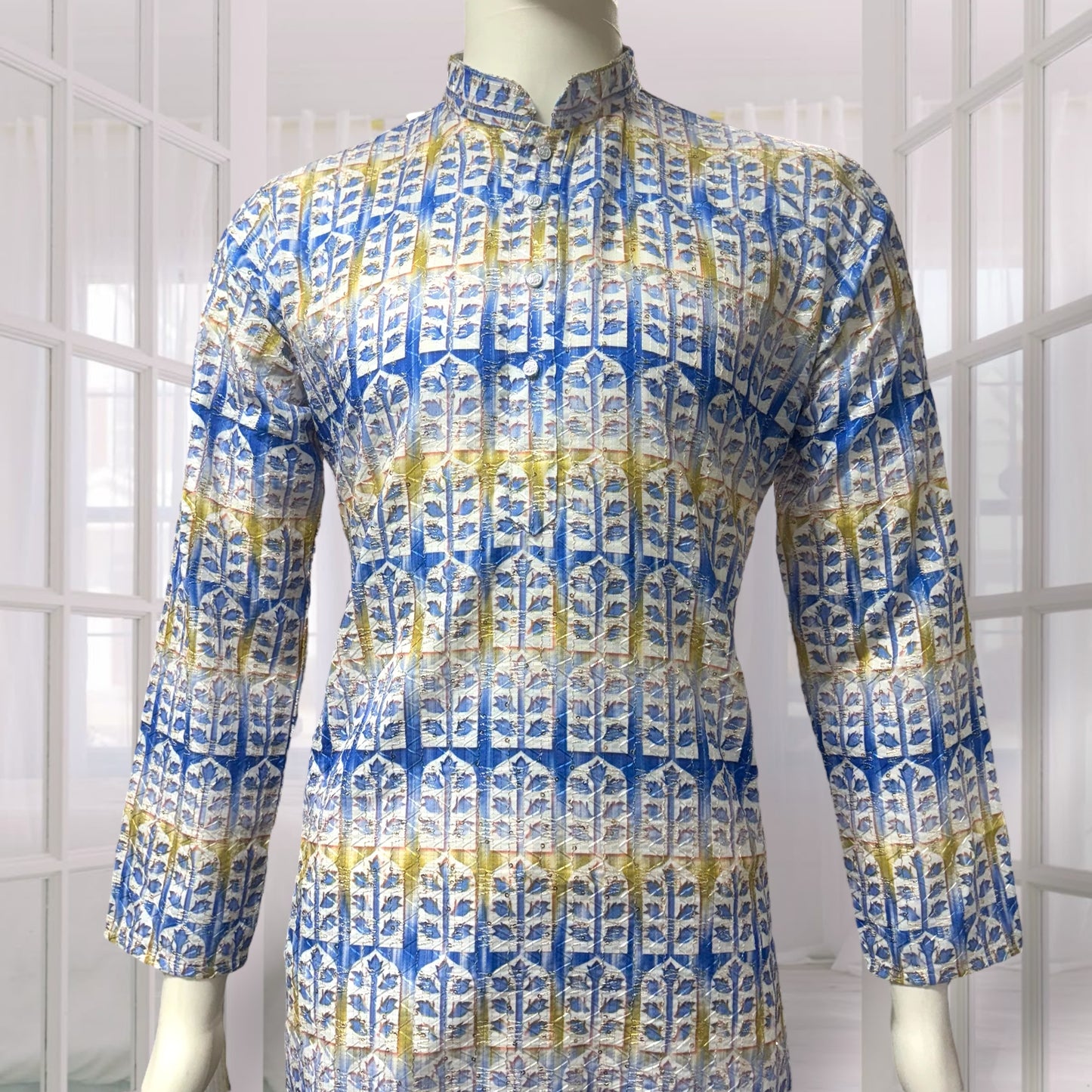"Yuven" Premium digital printed kurta with thread and metallic sequins