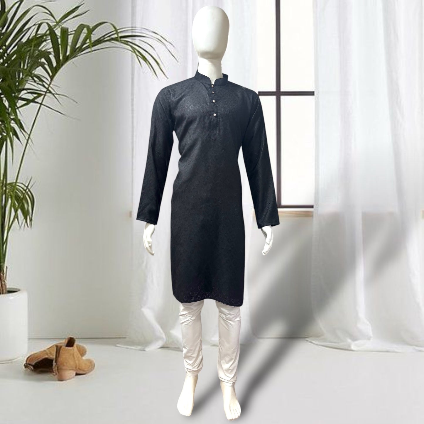"Tarav" Self weave fabric kurta.