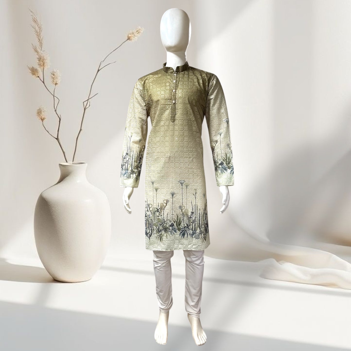 "Kartik" Premium border printed kurta with thread work.