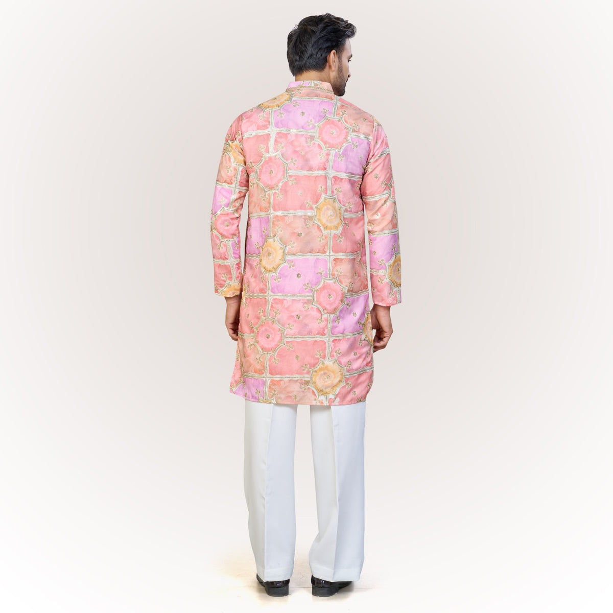 "Anay" Premium digital printed v neck kurta with thread and sequins embroidery.(wide pants included)