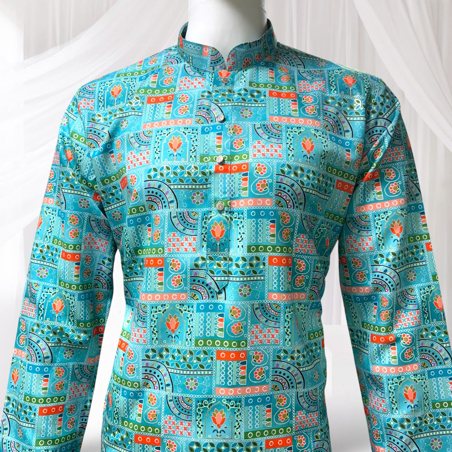 "Chintan" Premium digital and foil printed cotton kurta.