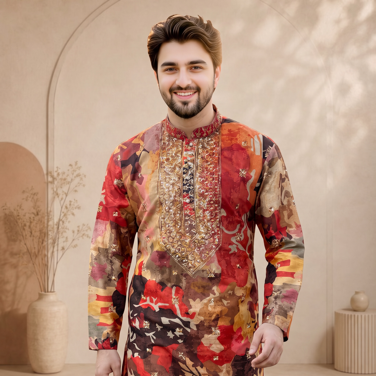 "Jeeyansh" Premium chanderi kurta with embroidery.
