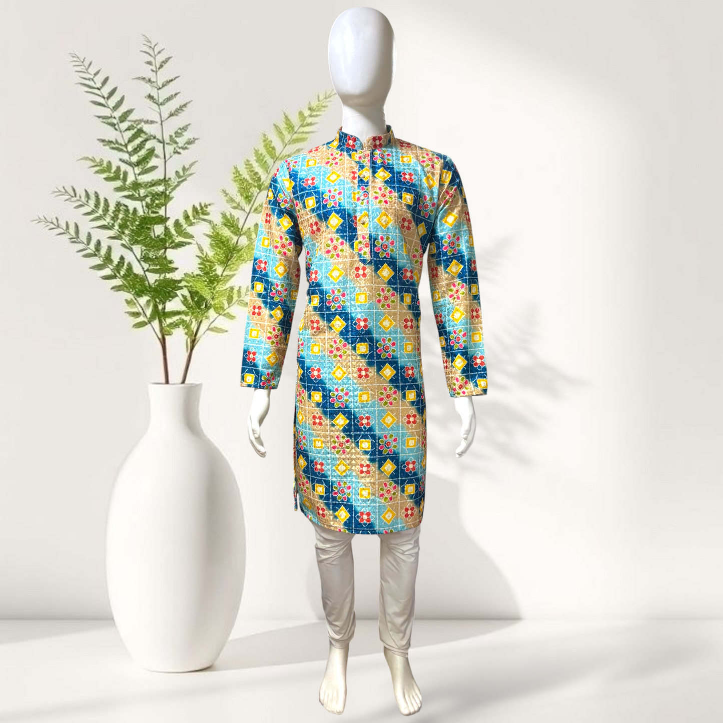 "Kushal" Premium digital printed kurta with thread and sequins work.