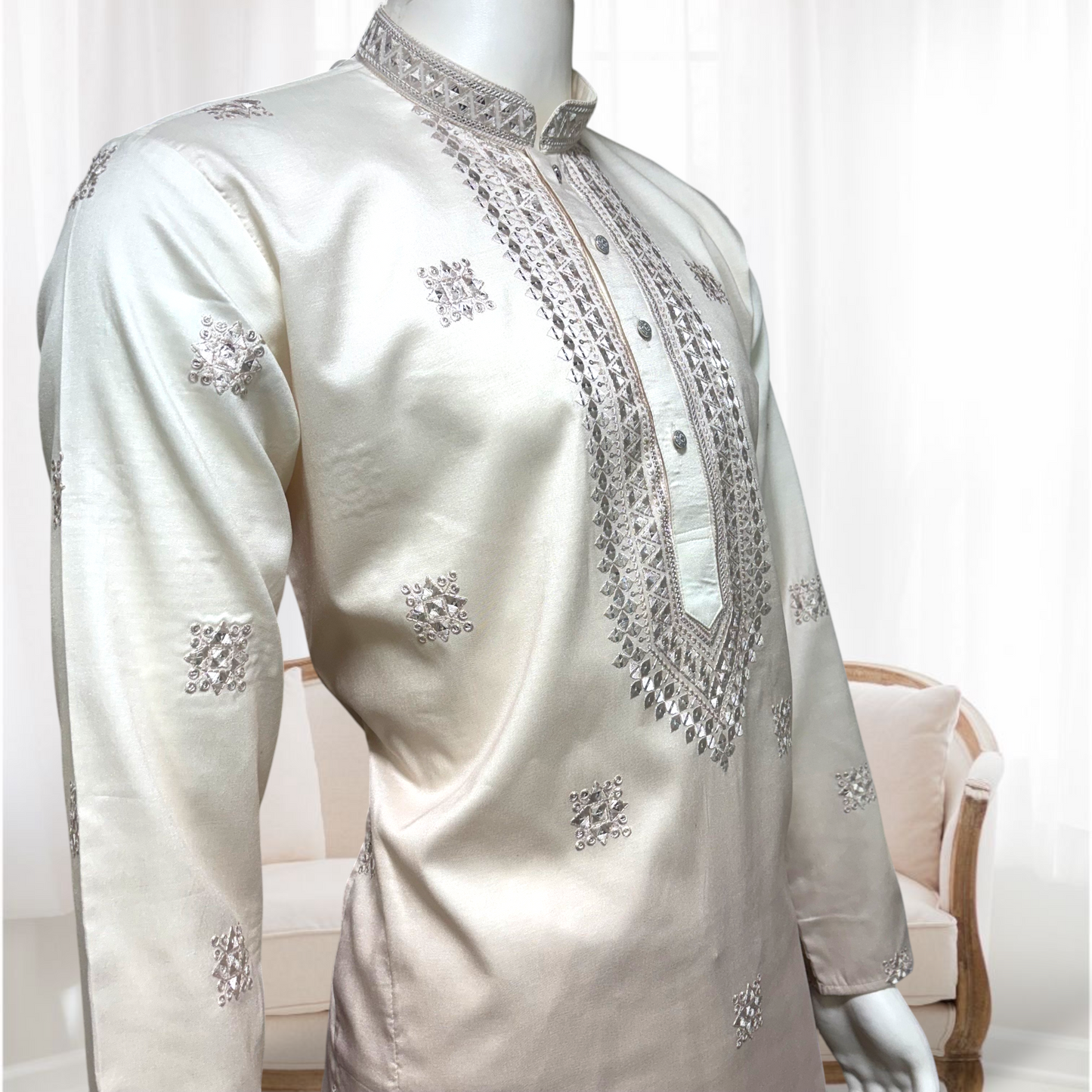 "Dushyant" Premium shaded cotton silk kurta with beautiful embroidery and lining.