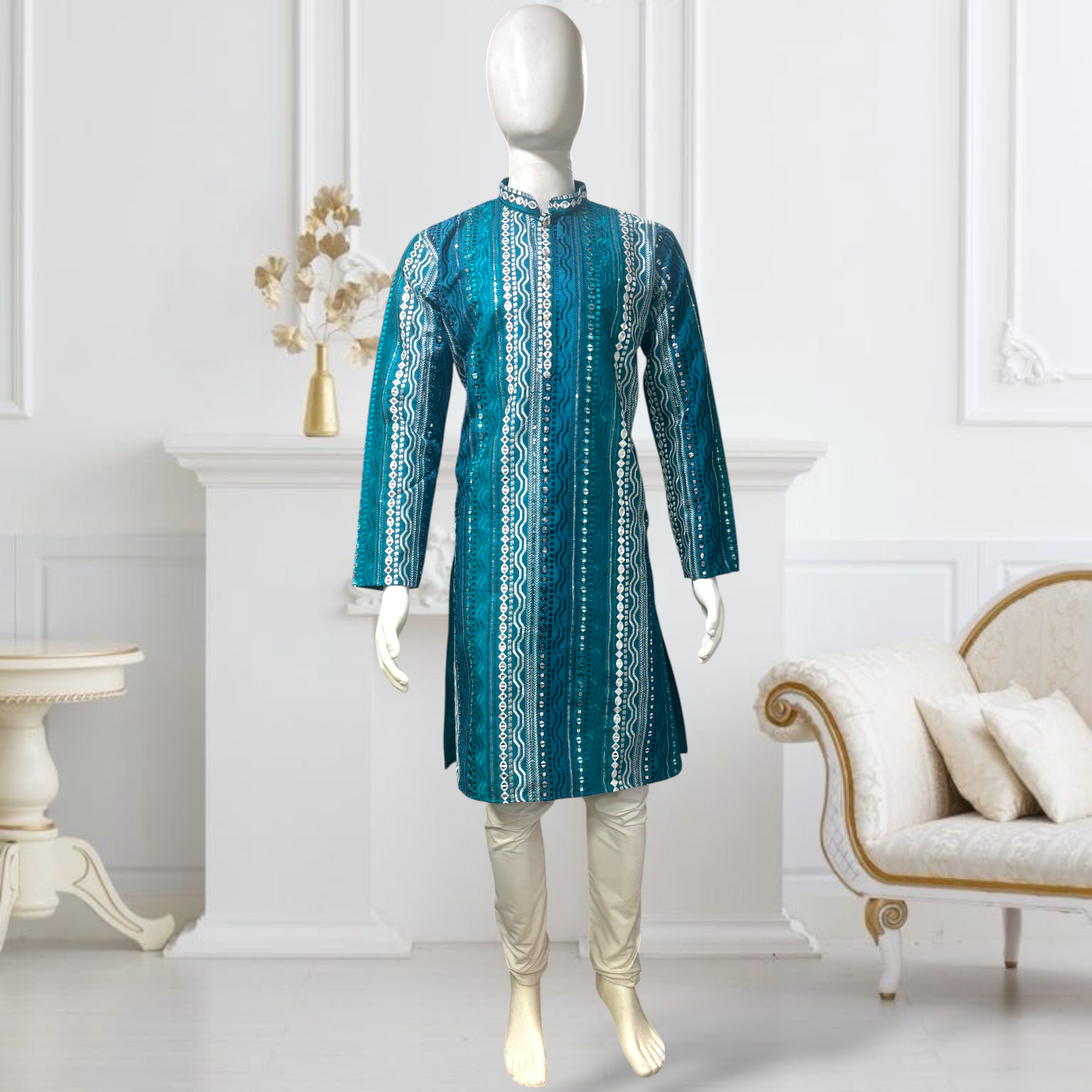 "Dhanush" Premium silk kurta with embroidery.