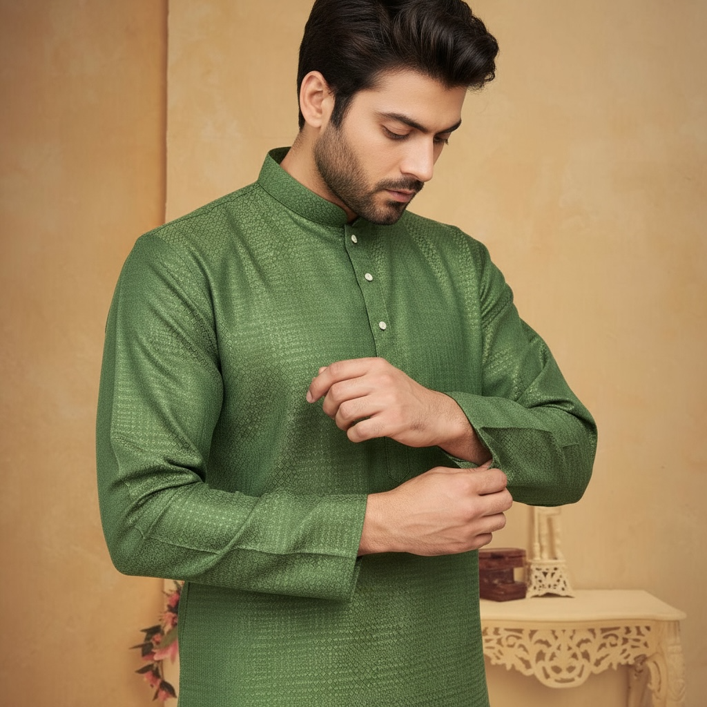 "Rishi" Self weave fabric kurta.