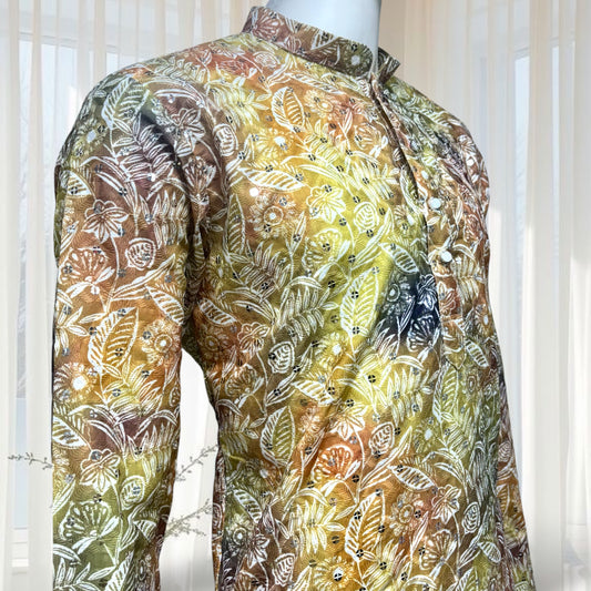 Green Flora-Embroidered Printed Kurta