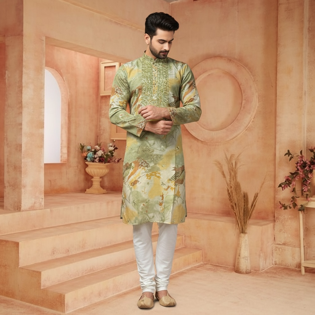 "Mayansh" Premium chanderi silk fabric with embroidery.