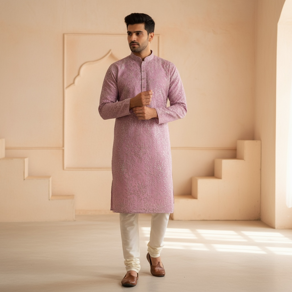 "Aviraj" Premium thread and sequins work kurta and lining.