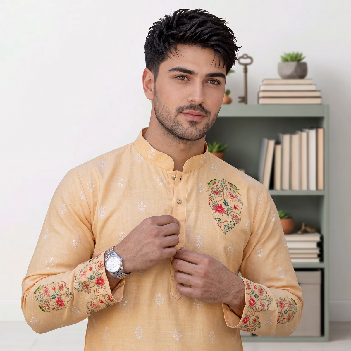 "Ajay" Premium digital and foil printed kurta.