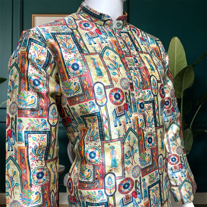 "Reyansh" Premium jacquard silk digital printed kurta with lining.