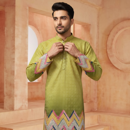 "Krish" Premium border printed kurta with thread work.