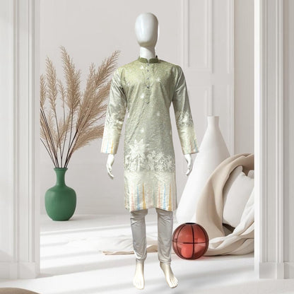 "Ojas" Premium digital printed kurta in border with thread embroidery.