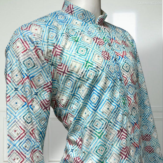 "Naksh" Premium digital printed cotton kurta with thread and sequins embroidery.