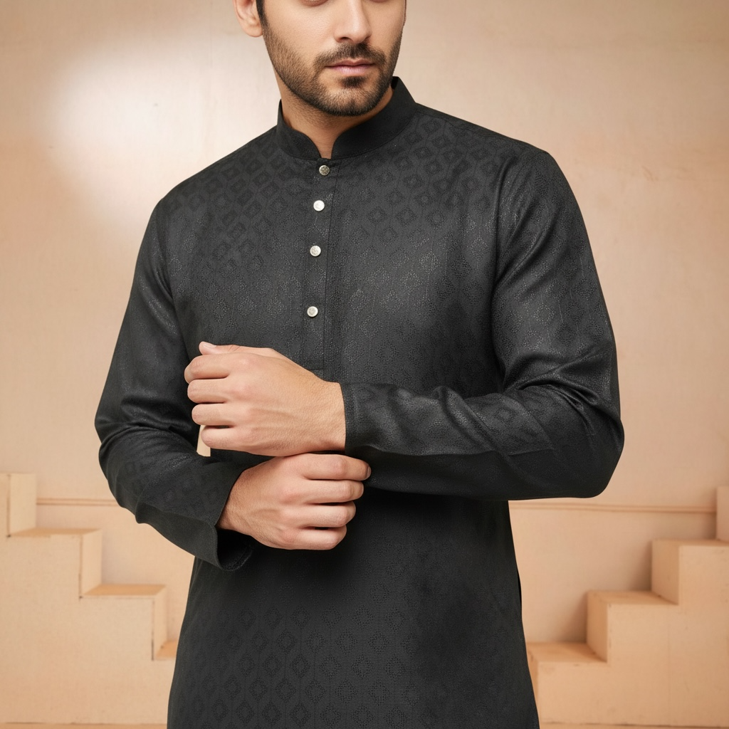 "Tarav" Self weave fabric kurta.