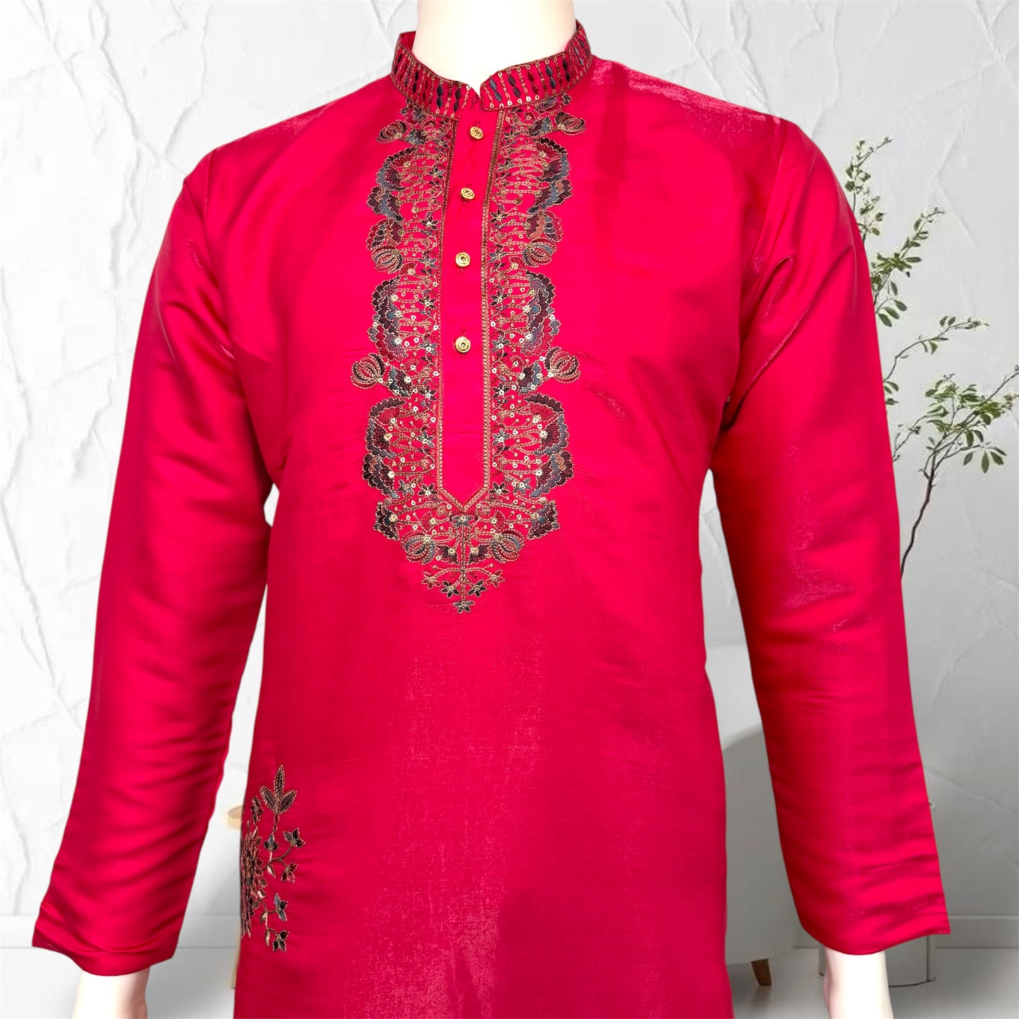 "Parth" Premium embroidery silk kurta with lining.
