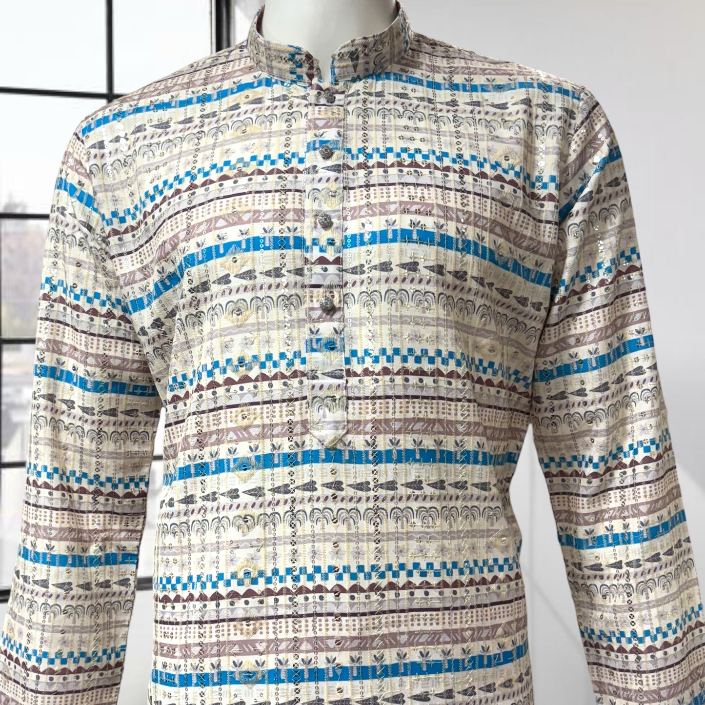 "Omesh" Premium digital printed kurta with thread and sequins work.