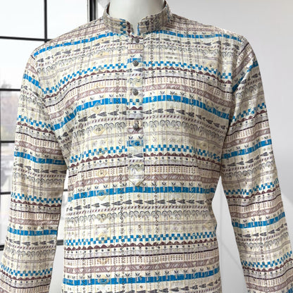 "Omesh" Premium digital printed kurta with thread and sequins work.