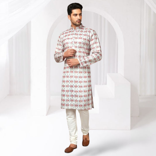 "Dhruv" Premium cotton kurta with delicate thread, sequins and mirror work.