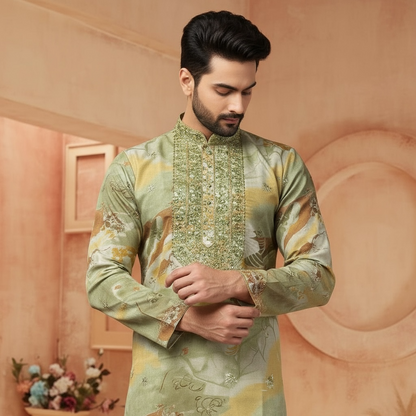 "Mayansh" Premium chanderi silk fabric with embroidery.