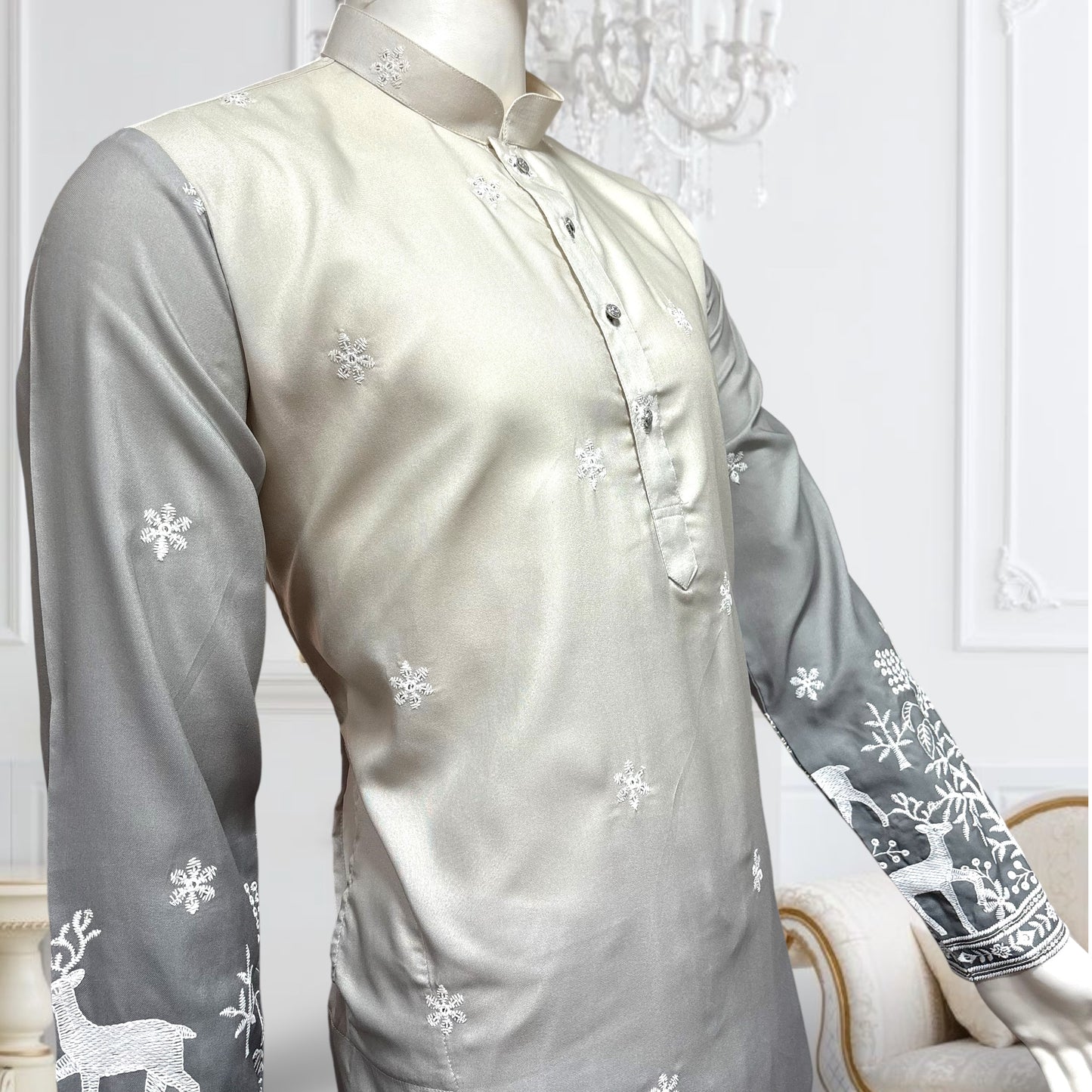 "Janak" Premium quality embroidery kurta in shaded pattern.