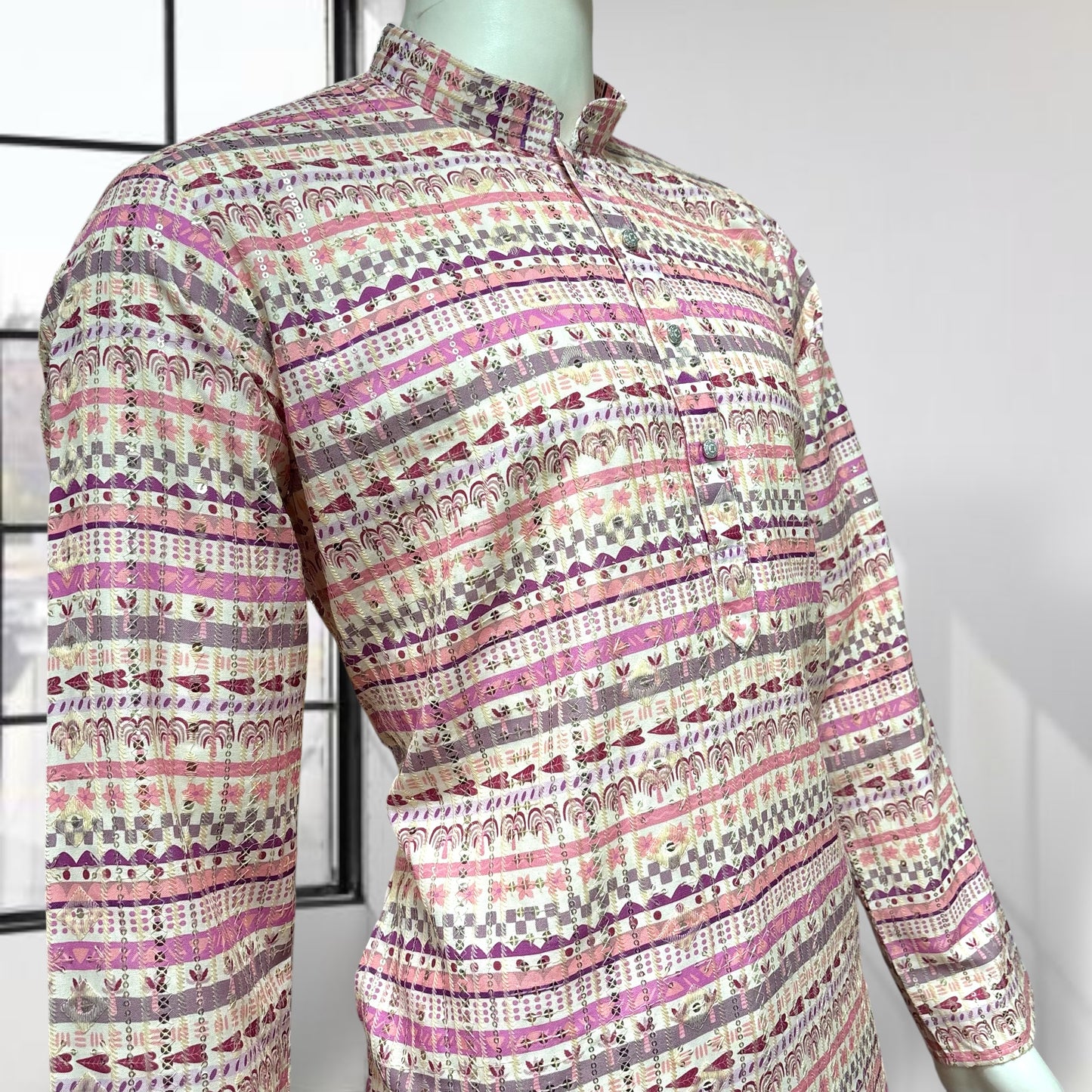 "Omesh" Premium digital printed kurta with thread and sequins work.