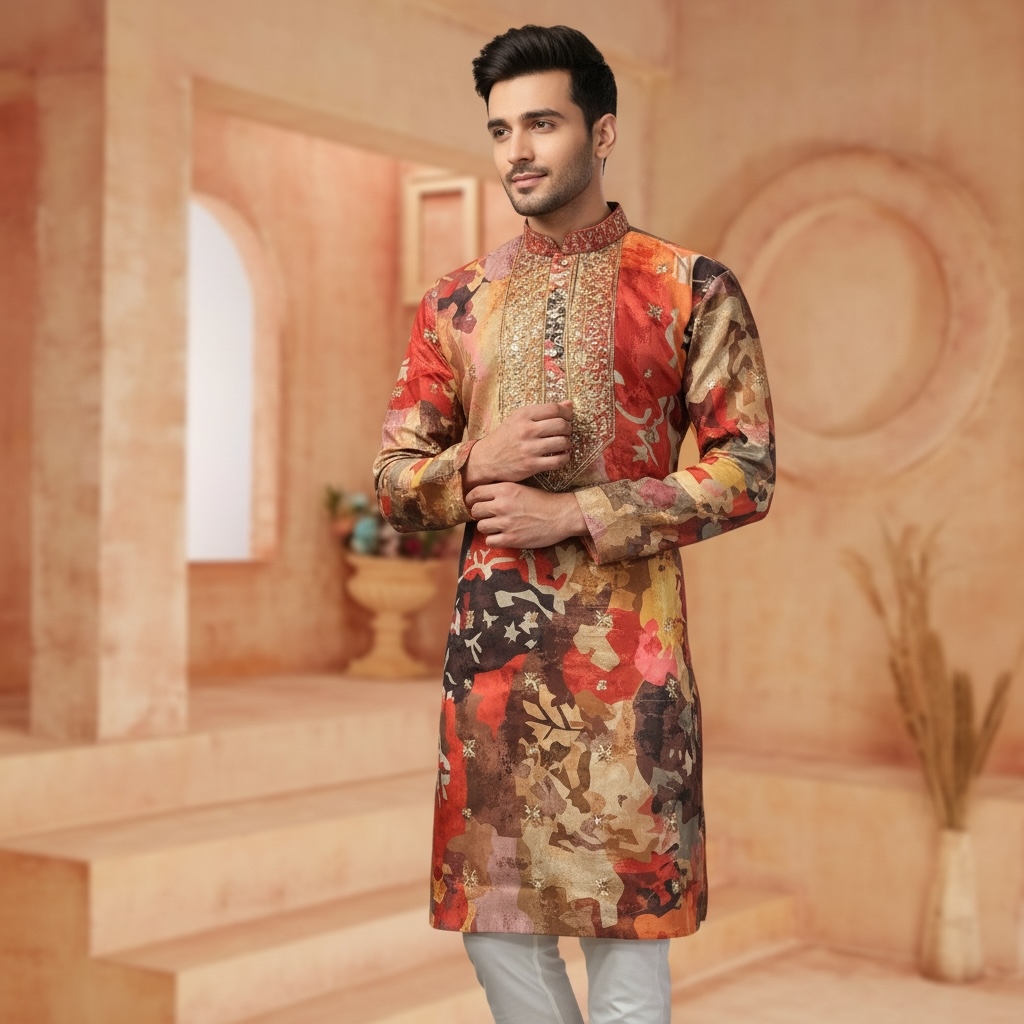 "Jeeyansh" Premium chanderi kurta with embroidery.