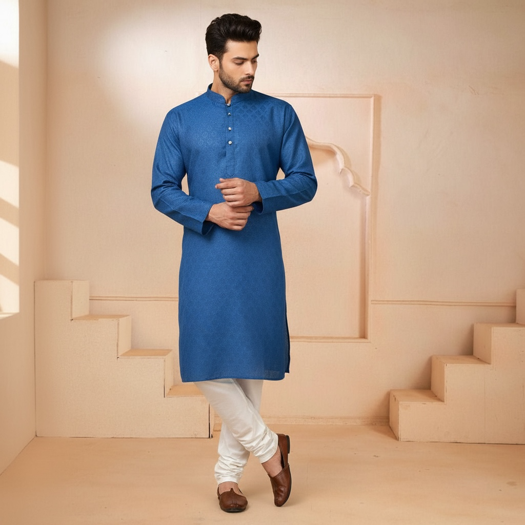 "Tarav" Self weave fabric kurta.