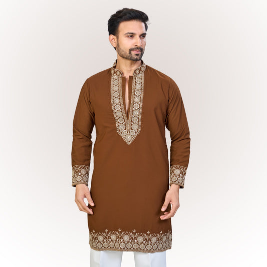 "Devansh" Premium v neck kurta with embroidery. (wide pants included)