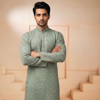 "Aviraj" Premium thread and sequins work kurta and lining.