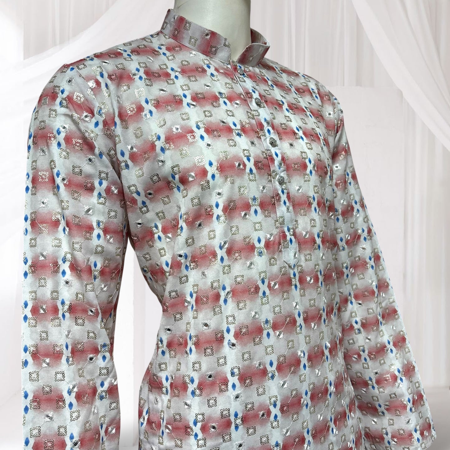 "Dhruv" Premium cotton kurta with delicate thread, sequins and mirror work.