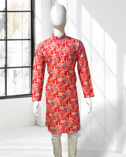 "Vaidik" Premium digital printed kurta with thread and sequins work.