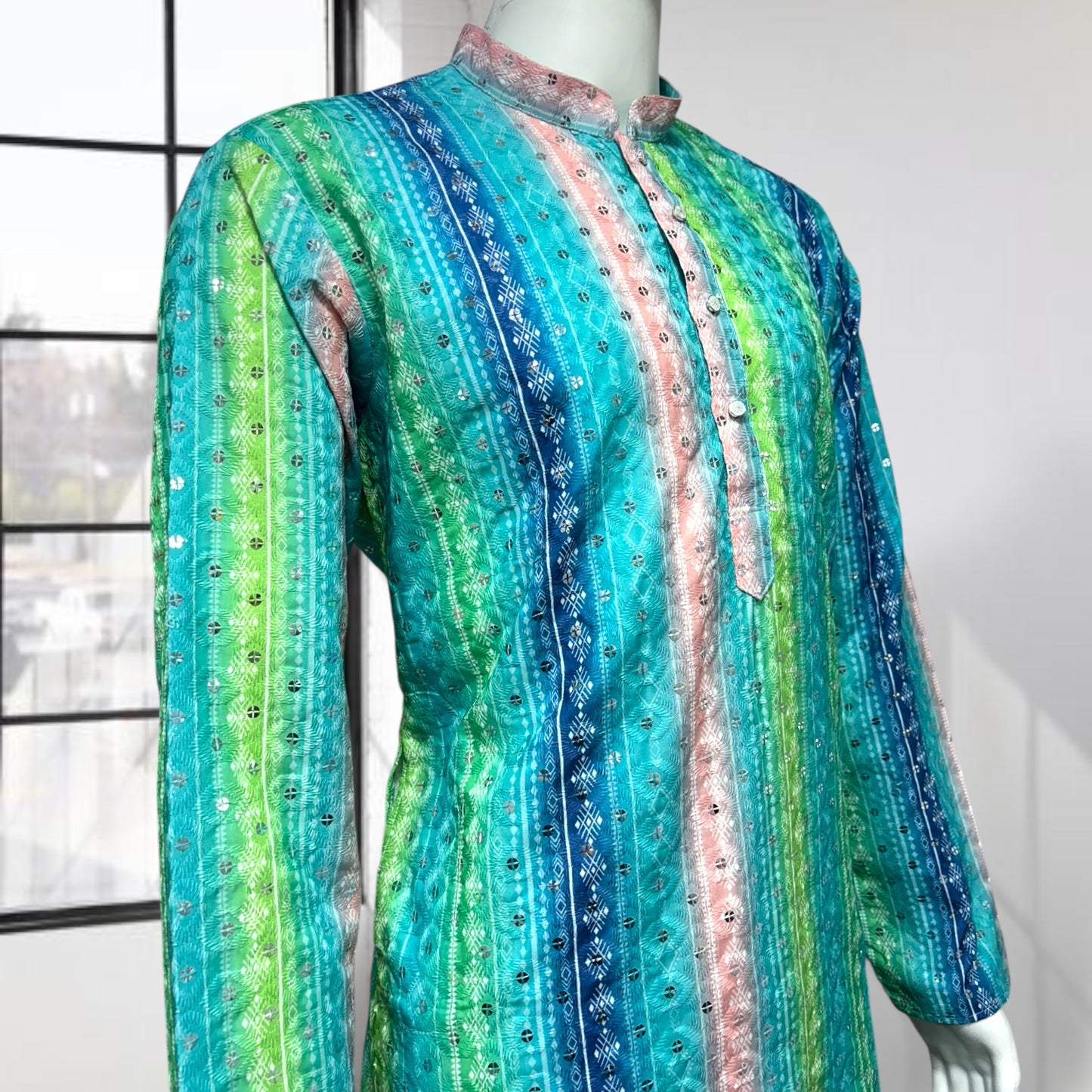 Blue Stripe Printed Kurta